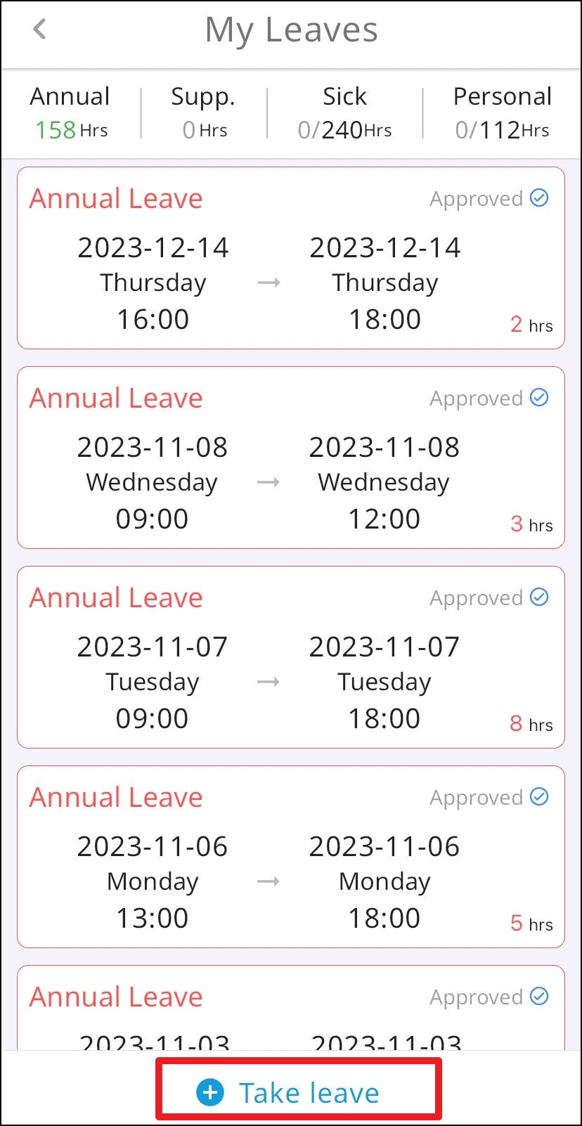 How do employees request leave online?